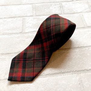 Vintage red and green plaid Scotland wool tie